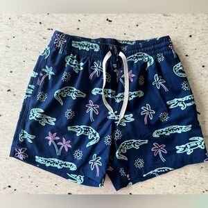 Chubbies Navy Swim Shorts Alligator and Palm Tree Print